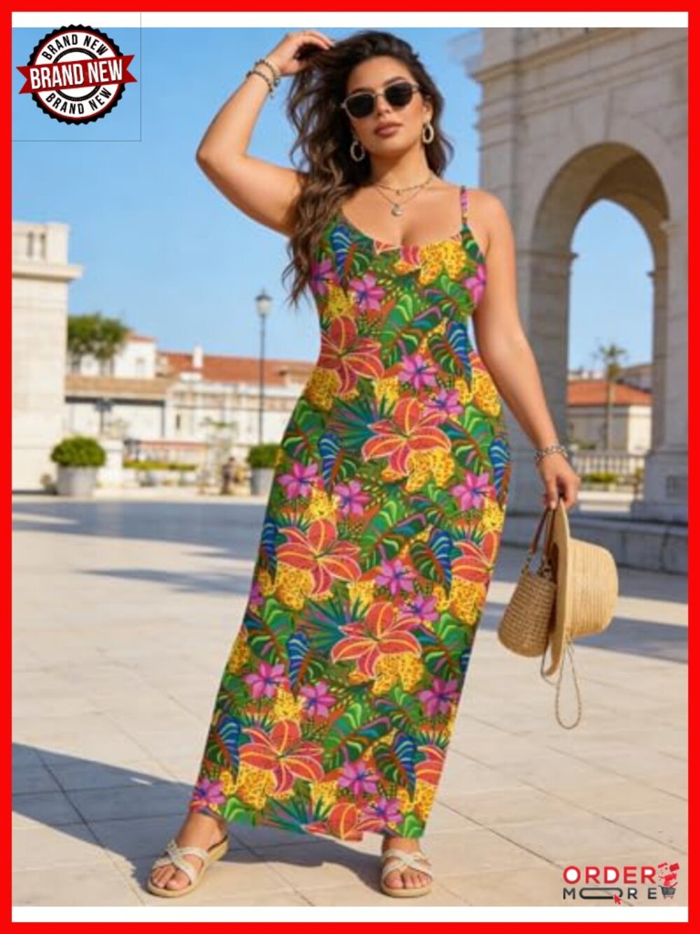 Maxi Dress with Adjustable Straps and Side Pockets - Picture 3 of 6